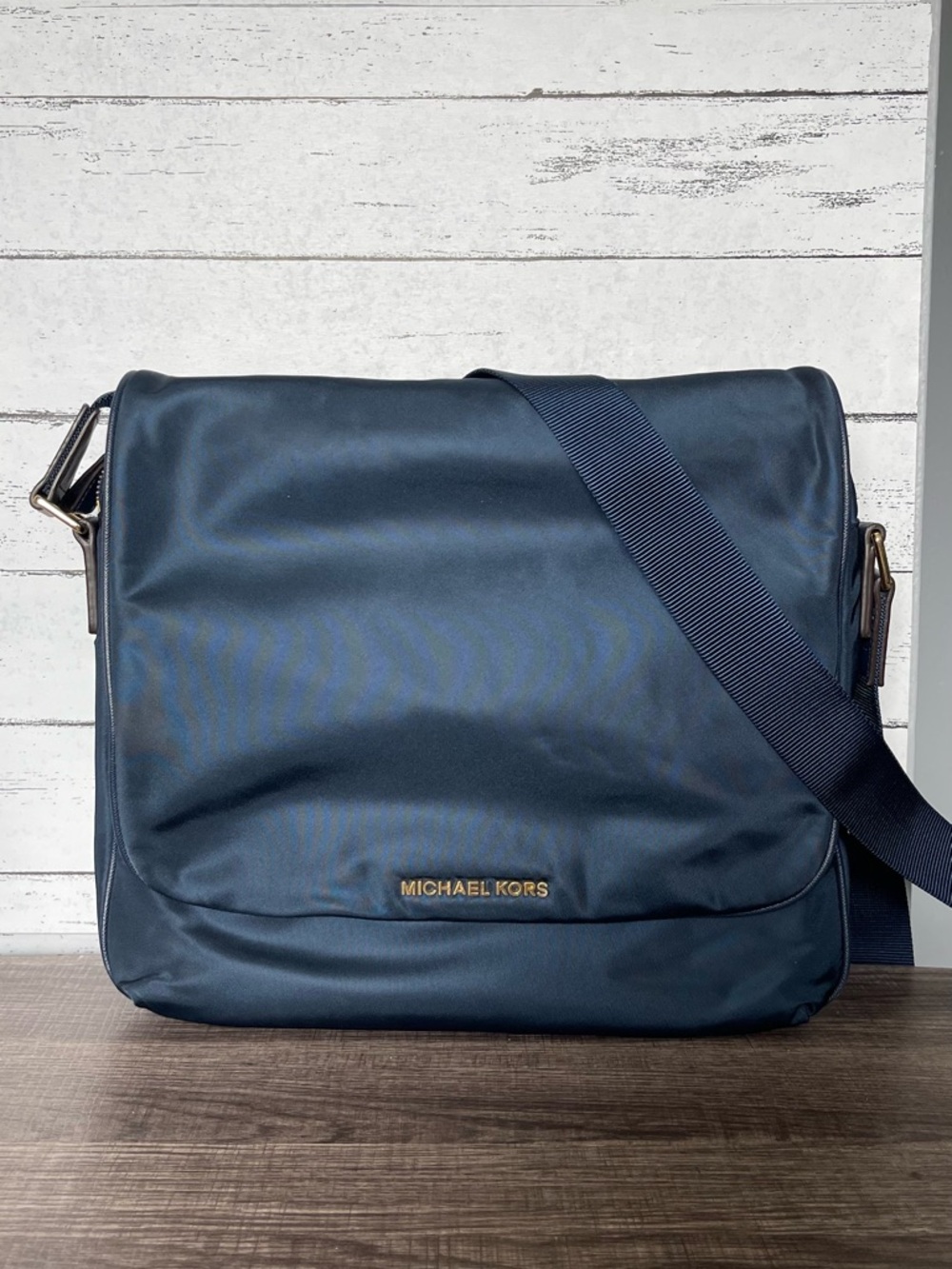 Michael Kors Navy Blue Nylon Messenger Bag